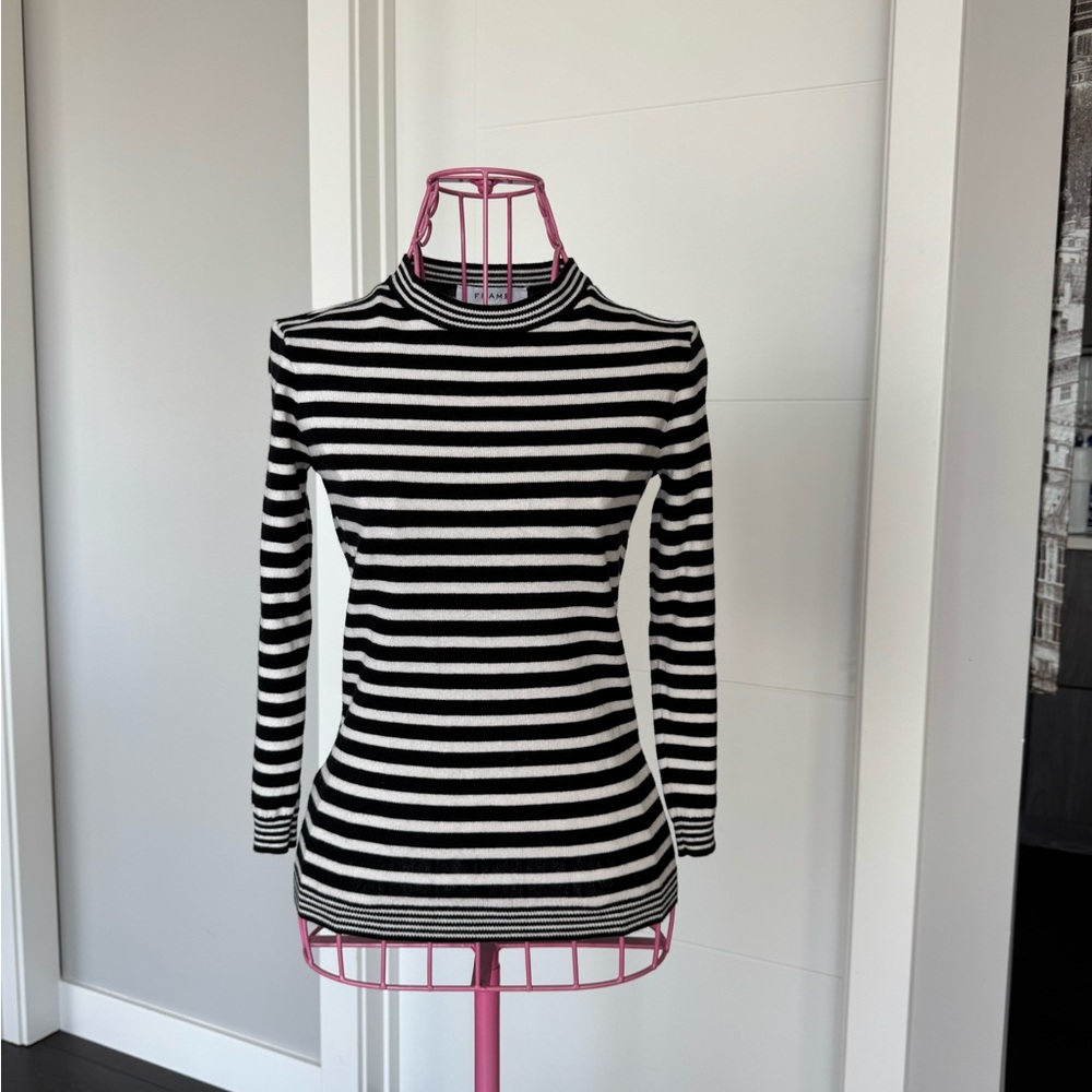 Frame Black and White Striped Long Sleeve Top